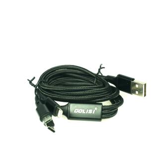 Golisi 3-in-1 USB-Kabel (MicroUSB, USB Typ C, Lightning) Schwarz