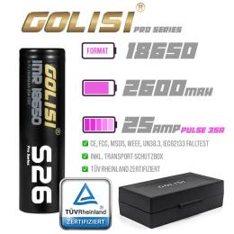 Golisi S26 18650 Akku 2600mAh 25A inkl. Transportbox