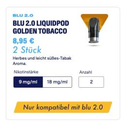 Blu 2.0 Liquid Pods - Golden Tobacco